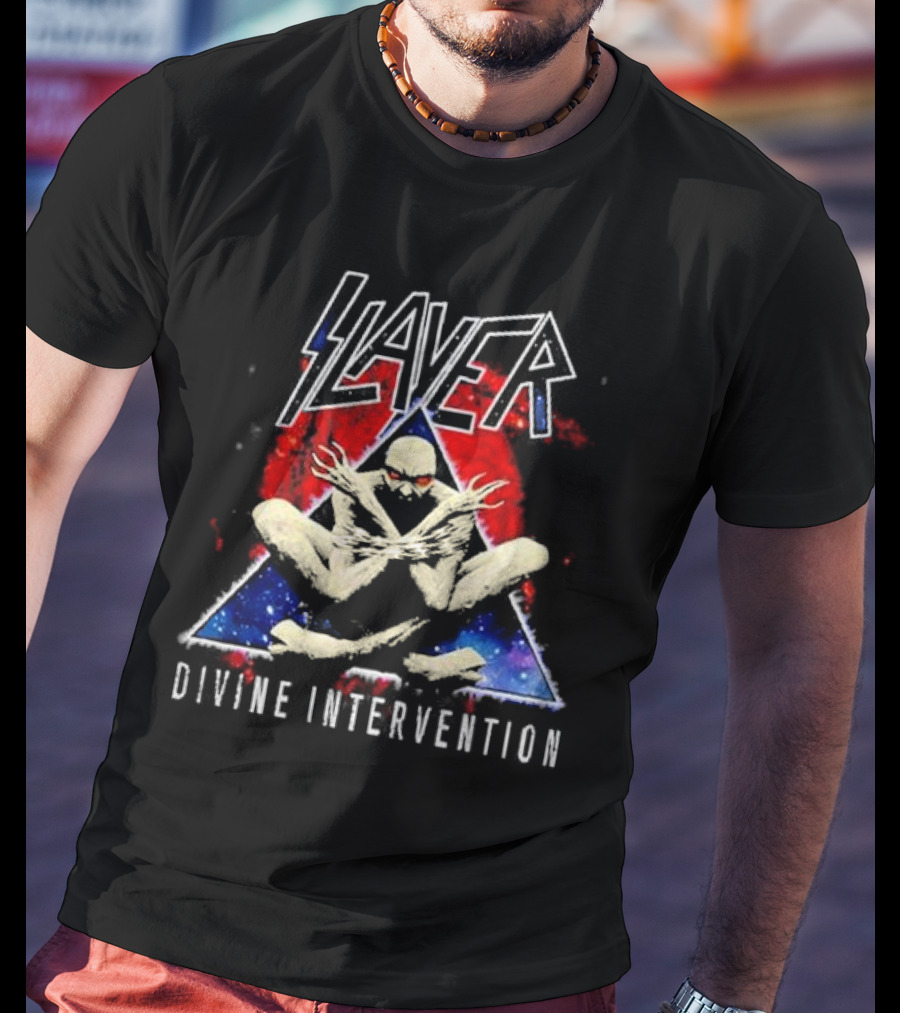 Slayer Divine Intervention Creepy Shadowy Figure Triangle T-Shirt