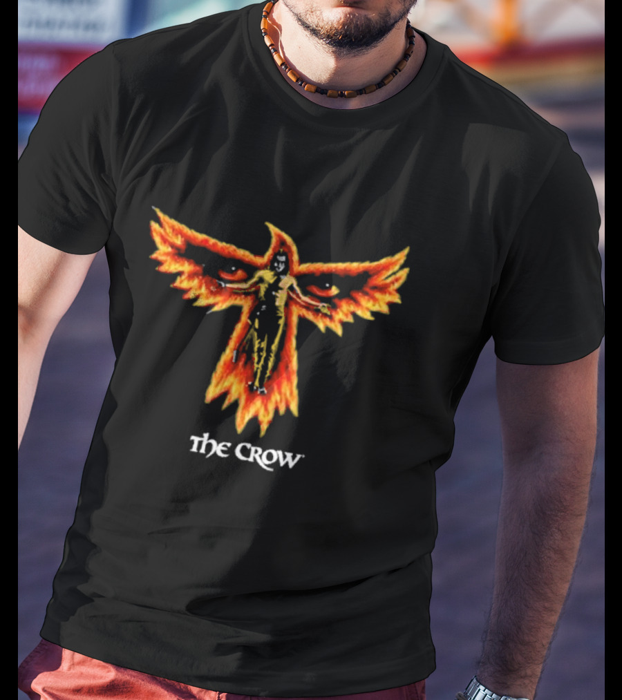 The Crow Firebird Symbol With Gothic Figure T-Shirt