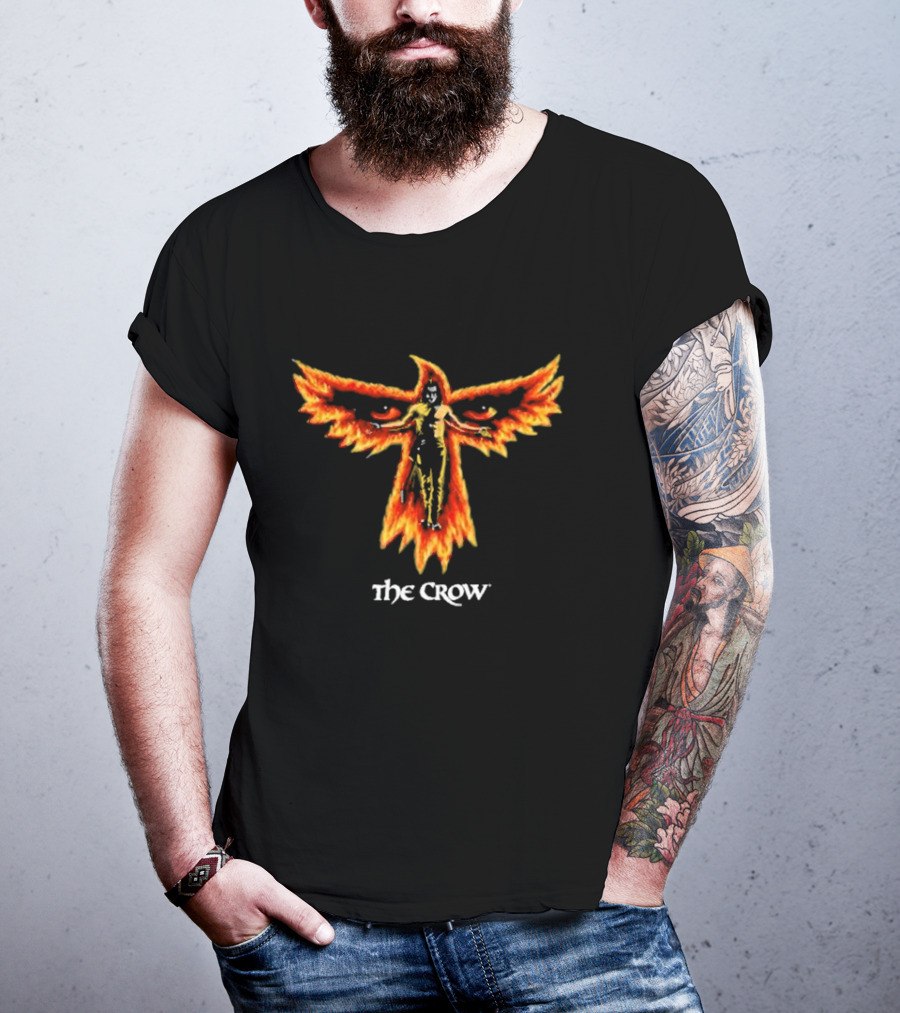 The Crow Firebird Symbol With Gothic Figure T-Shirt