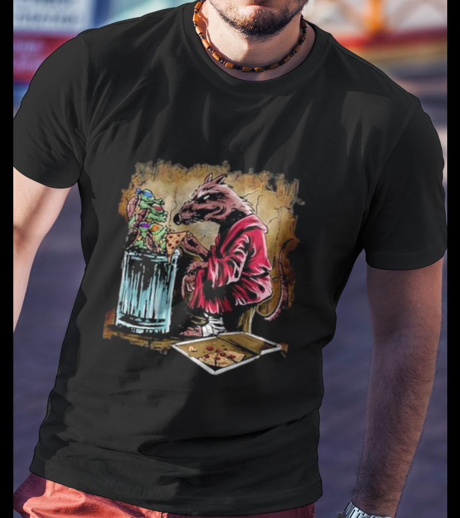 Pizza Time With Rat Mentor And Teenage Ninja Quartet T-Shirt