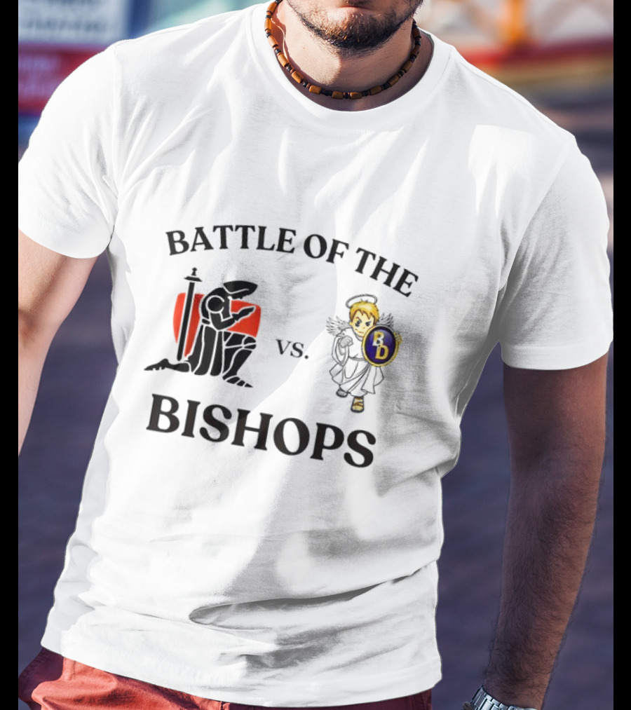 Battle Of The Bishops Vs. Black Knight And Angel Holding Shield T-Shirt