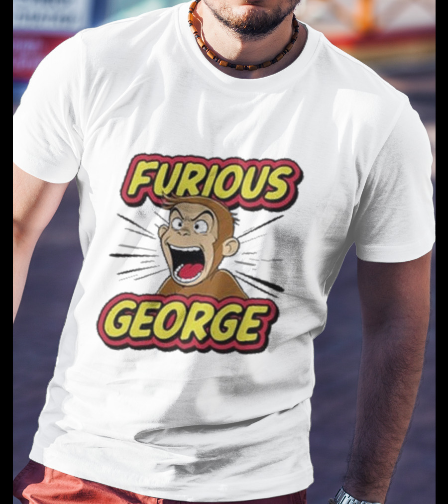Furious George Monkey Shouting With Bold Comic T-Shirt