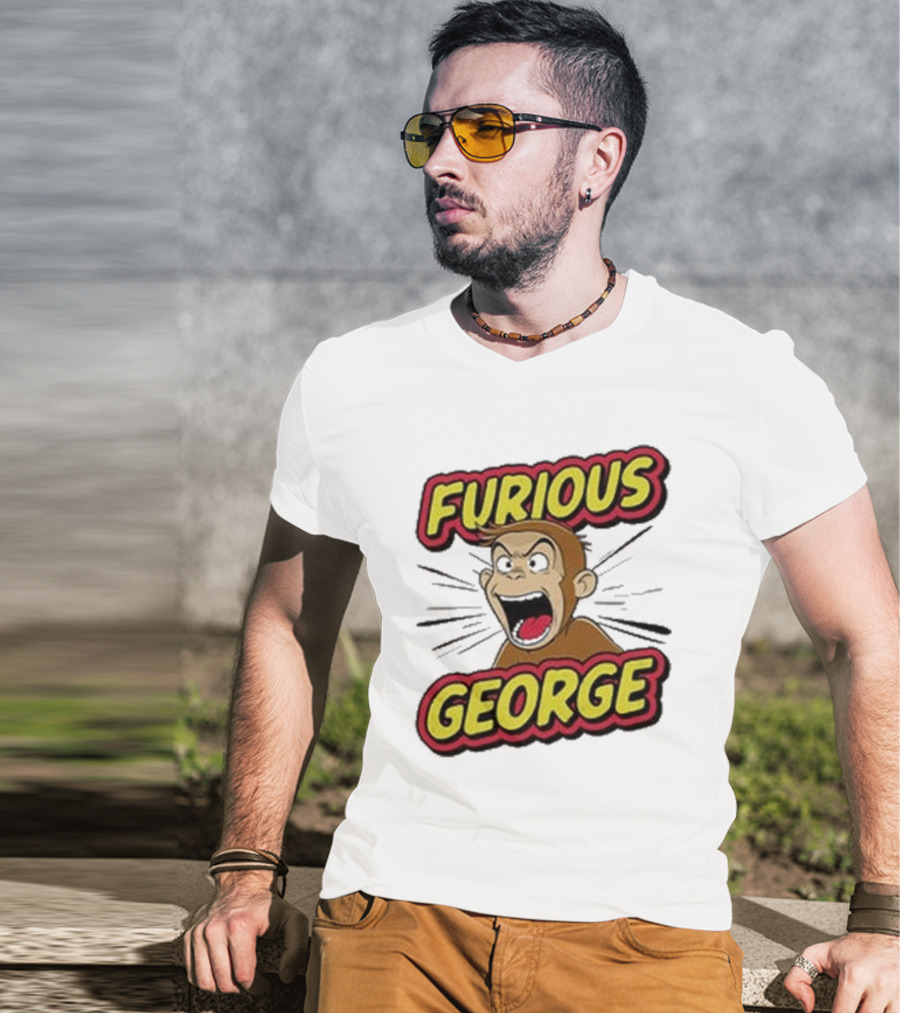 Furious George Monkey Shouting With Bold Comic T-Shirt