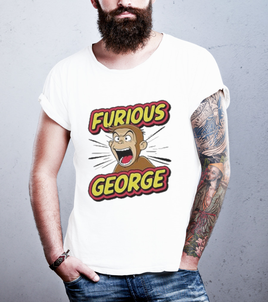 Furious George Monkey Shouting With Bold Comic T-Shirt