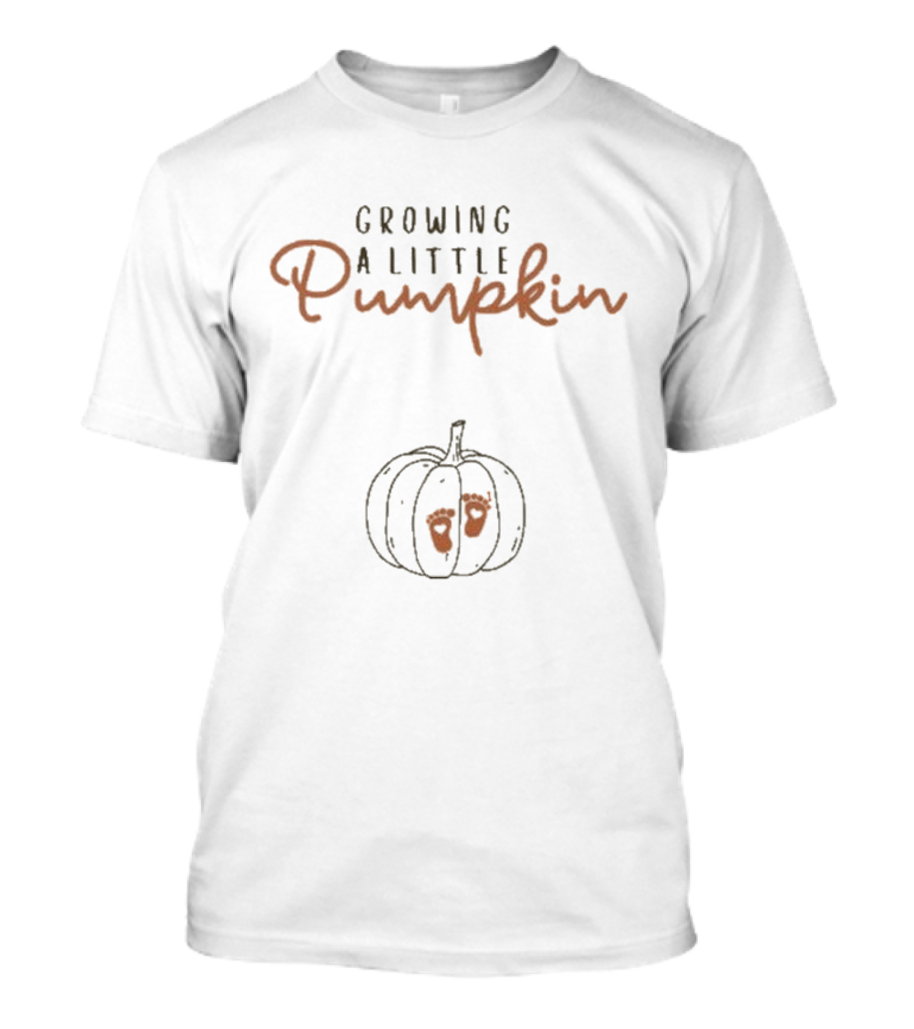Growing A Little Pumpkin Pregnancy Announcement With Baby Footprints T-Shirt