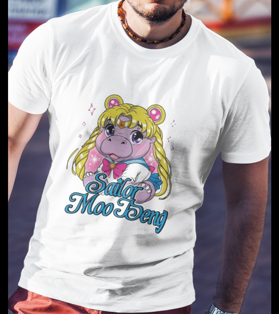 Sailor Moo Deng Hippo Anime T-Shirt
