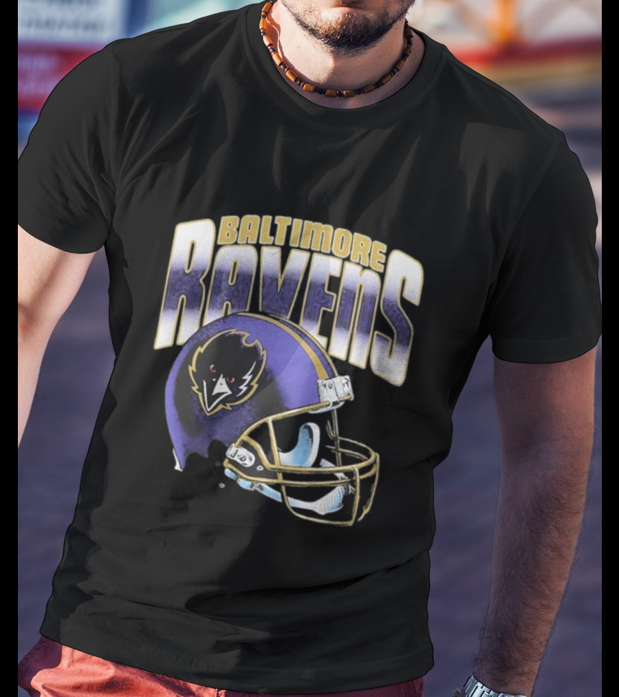 Baltimore Ravens Gradient Helmet Logo Football Gear T-Shirt