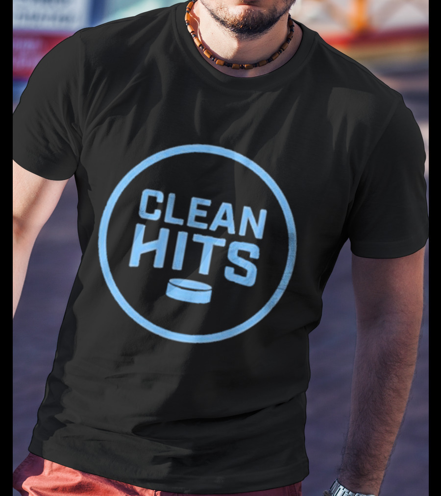 Clean Hits Hockey Puck Badge T-Shirt