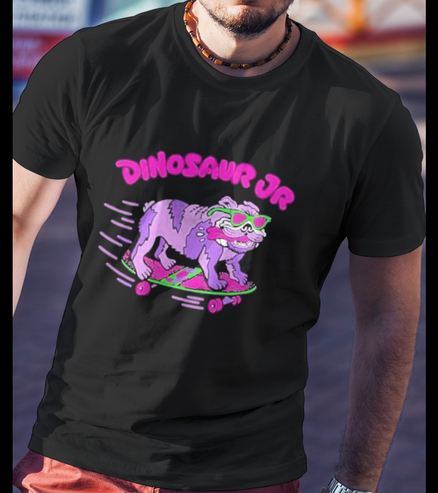 Dinosaur Jr Skateboard Bulldog Neon T-Shirt