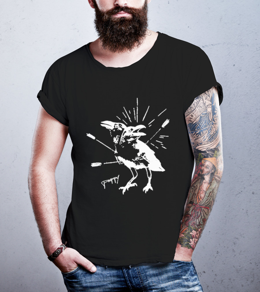 Impoppy Coward Birds Two-Headed Raven With Arrows T-Shirt