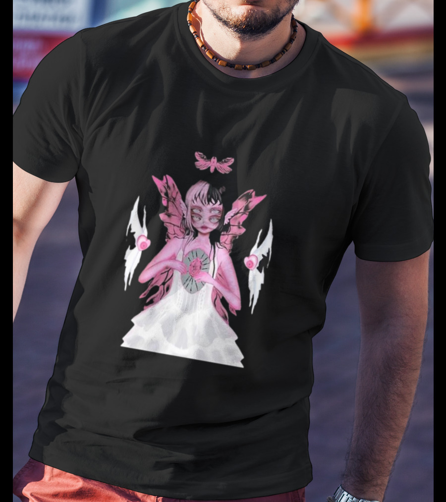 Melanie Martinez Portals Heart Pink Winged Character With Moth And Eyes T-Shirt
