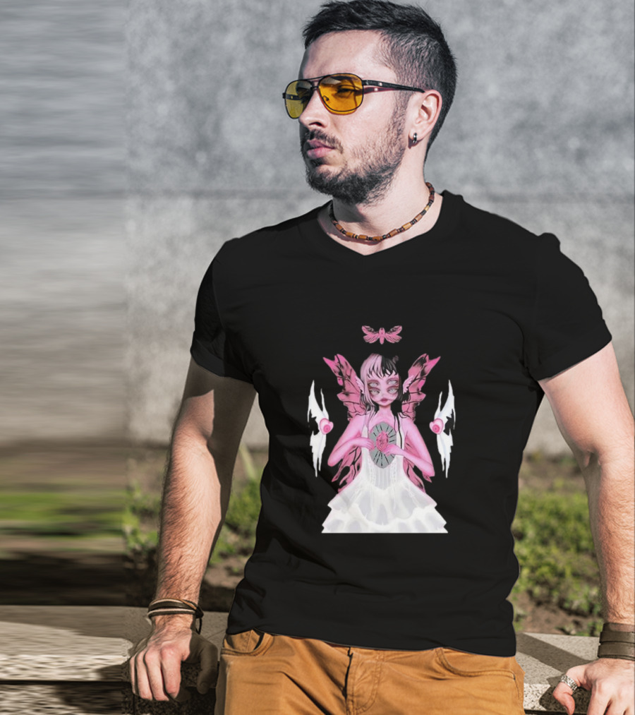 Melanie Martinez Portals Heart Pink Winged Character With Moth And Eyes T-Shirt