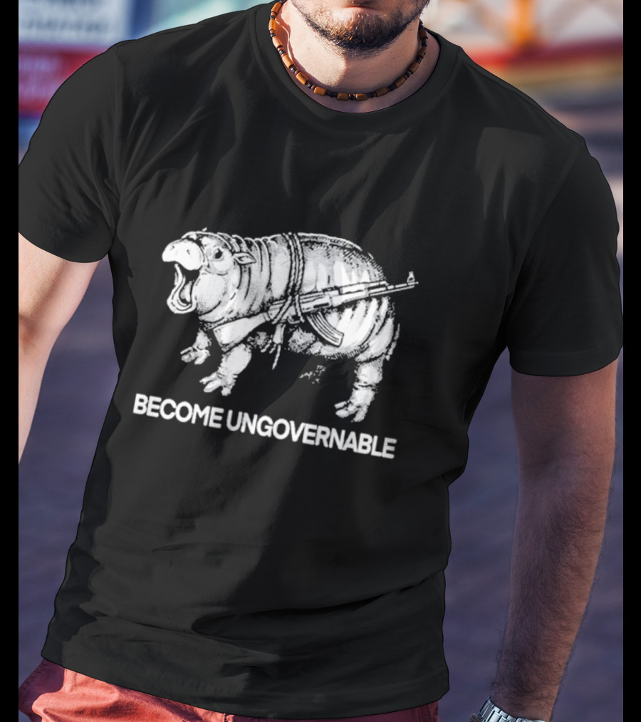 Punk With A Camera Moo Dang Become Ungovernable Hippopotamus With Weapon T-Shirt