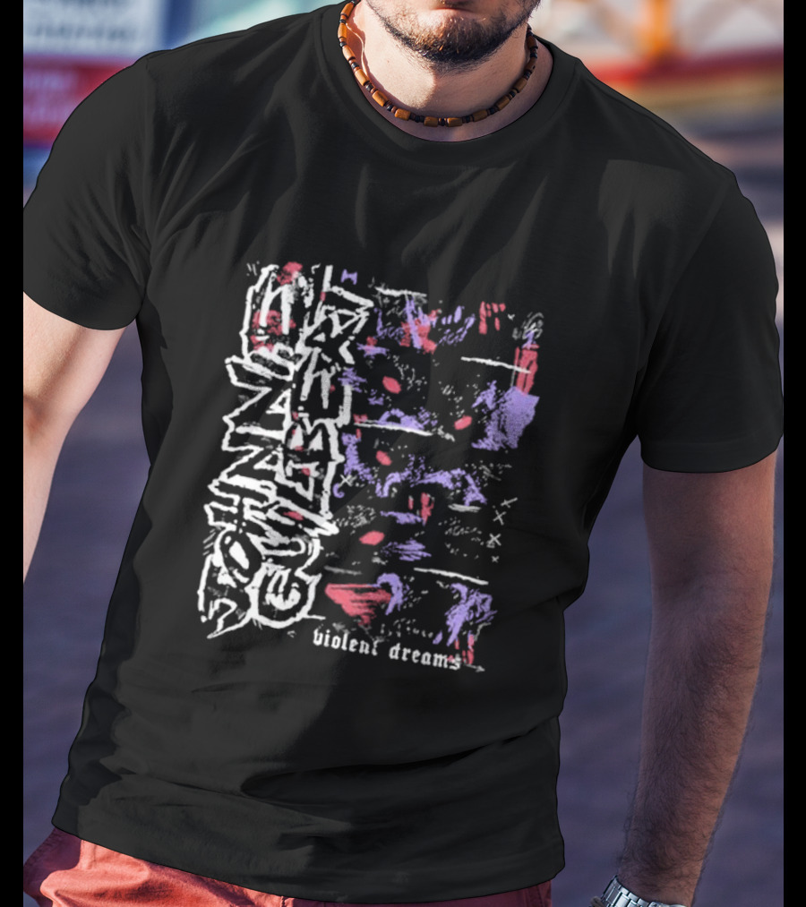 Violent Dreams Abstract Wolf Red Blue T-Shirt