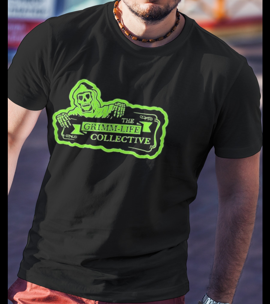 Zombie The Grimm-Life Collective Logo Scary Skeleton T-Shirt