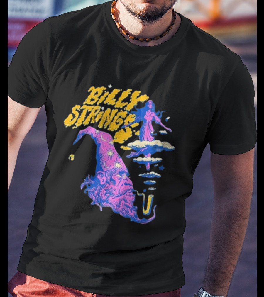 Billy Strings Wizard Head Psychedelic Clouds And Stars T-Shirt