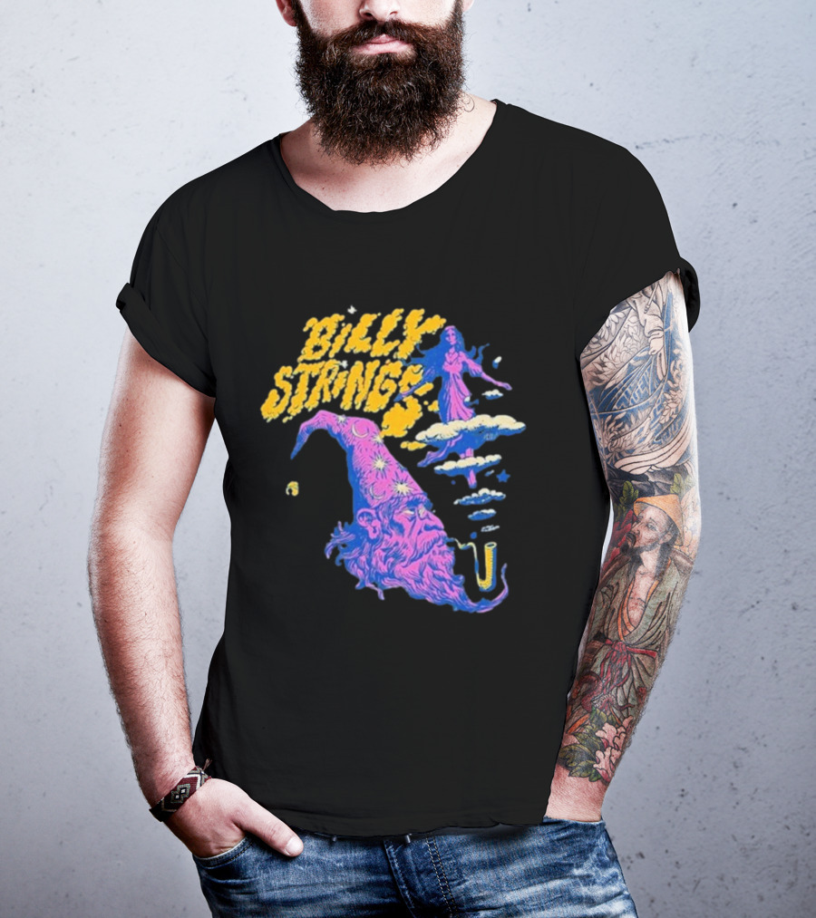 Billy Strings Wizard Head Psychedelic Clouds And Stars T-Shirt