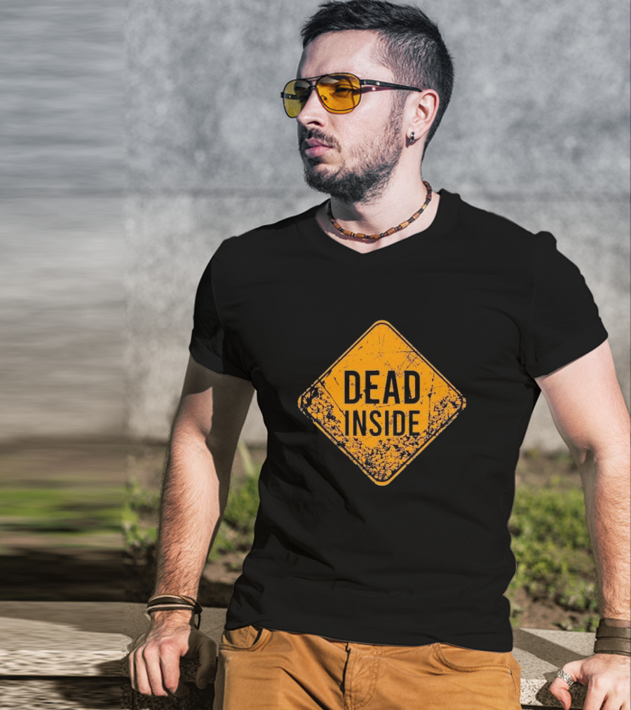 Dead Inside Distressed Warning Sign Patriotic T-Shirt