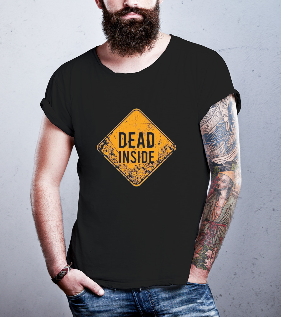 Dead Inside Distressed Warning Sign Patriotic T-Shirt