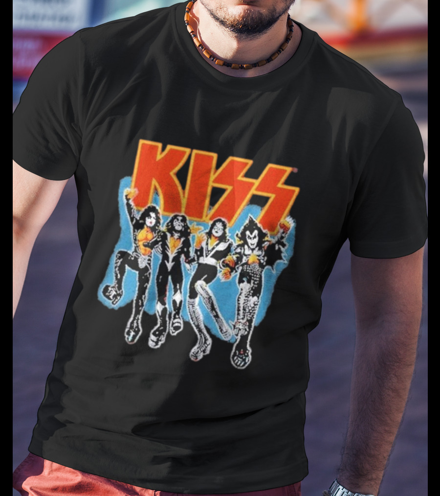 Kiss Destroyer Track List Black Band Members T-Shirt