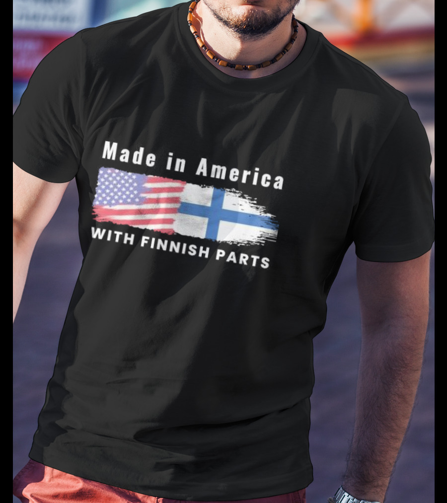 Made In America With Finnish Parts USA Finland Flags T-Shirt