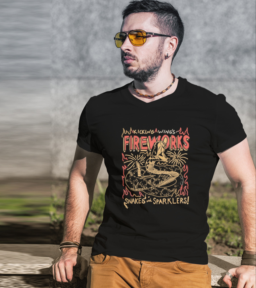 Kicking Wing's Fireworks - Snakes And Sparklers Explosion T-Shirt