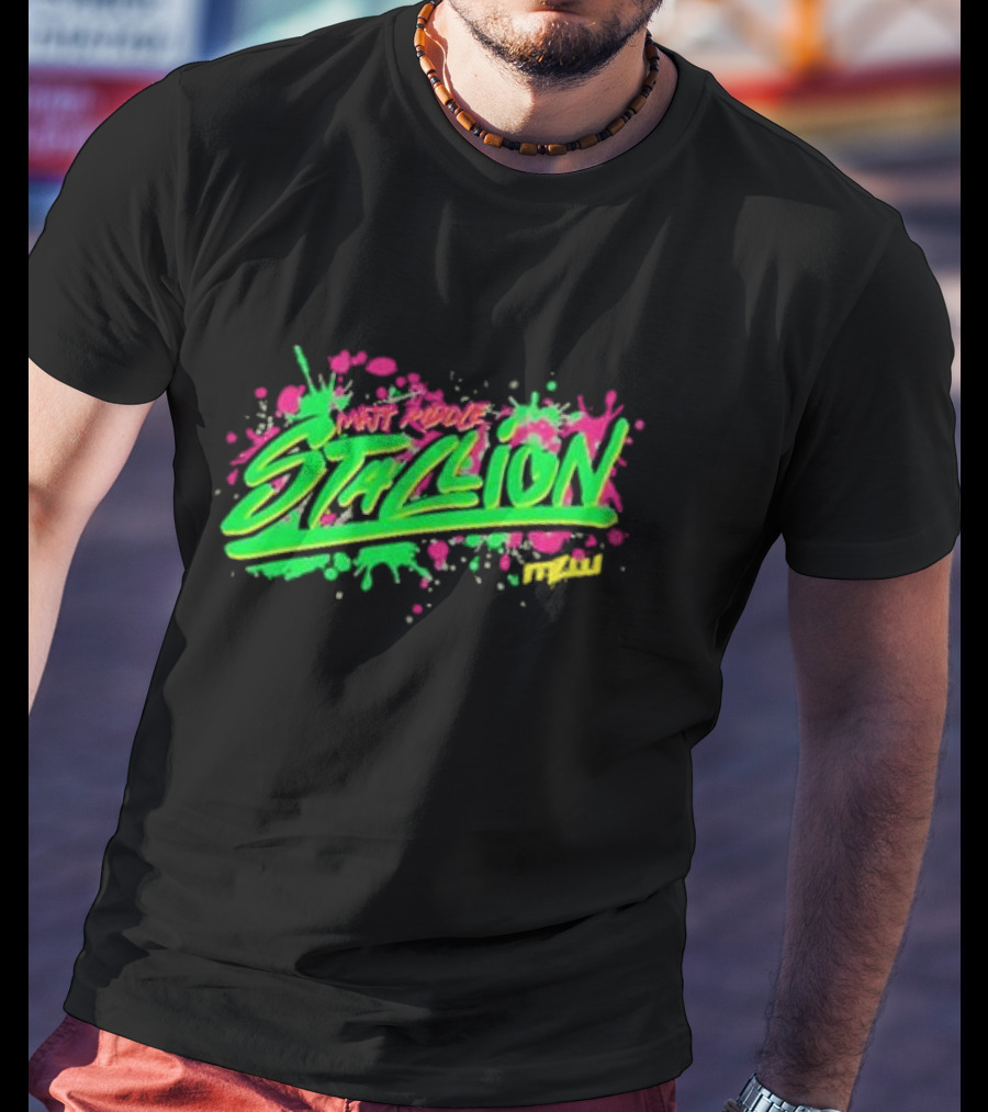 Matt Riddle Stallion Splatter WWE Neon Graffiti T-Shirt