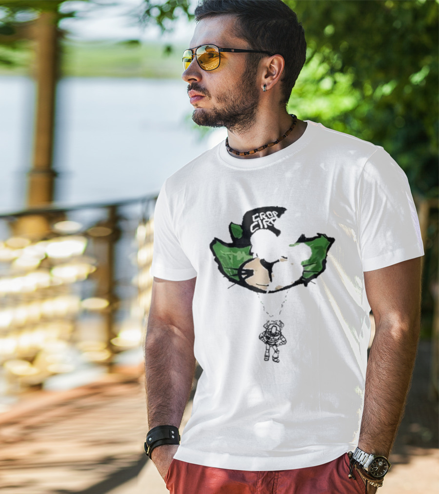 Crop City Astronaut Cat Parachute Puff Print T-Shirt