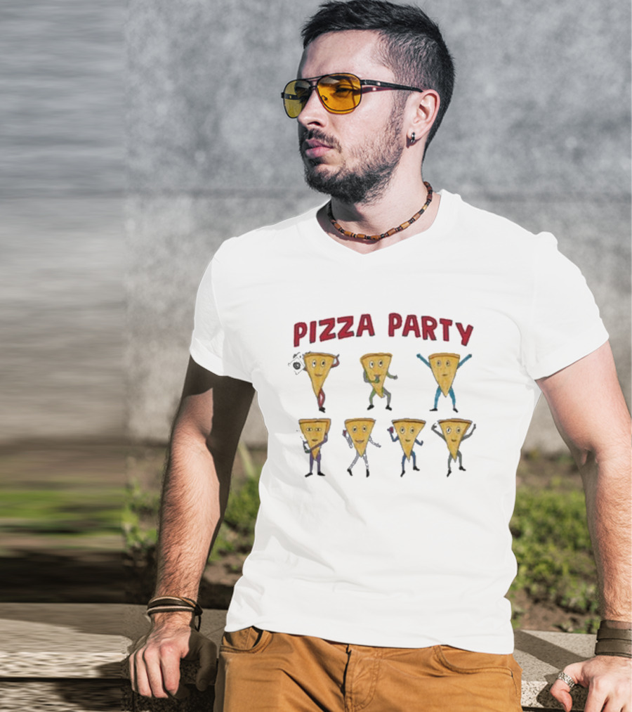 Dave Portnoy Pizza Party Dancing Slice Characters T-Shirt