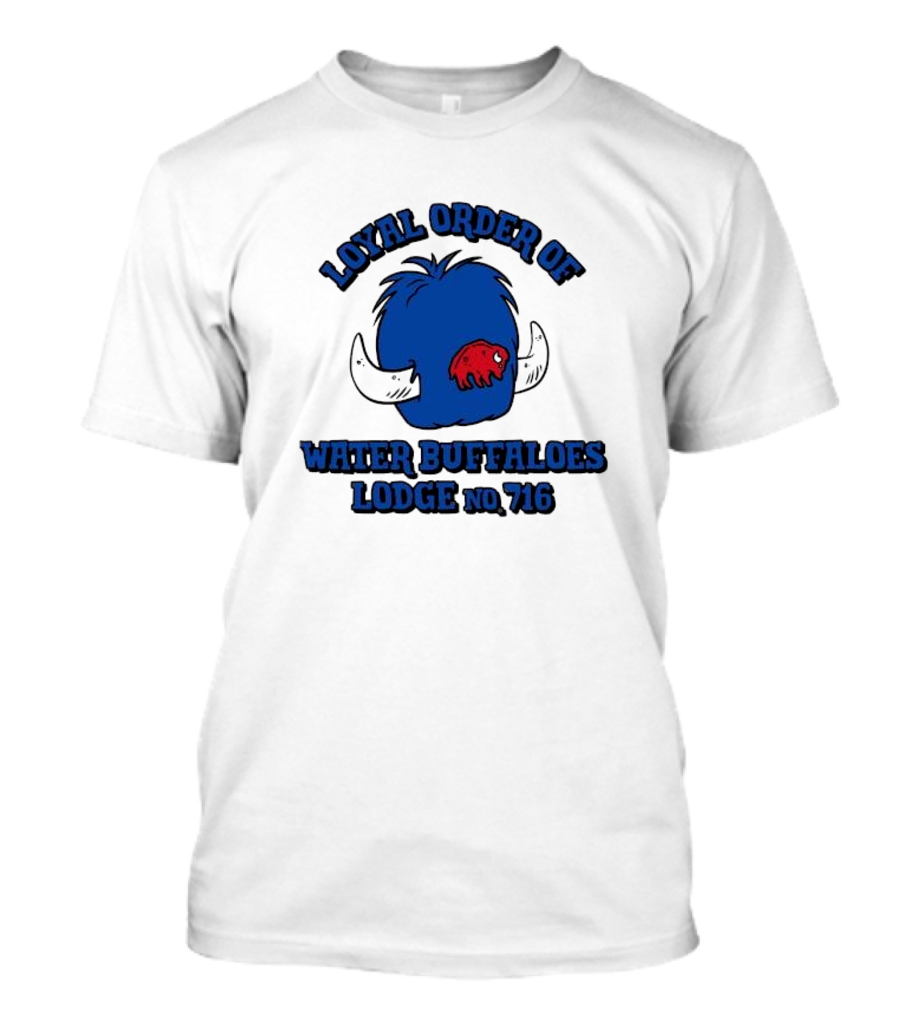 Loyal Order Of Water Buffaloes Lodge No 716 Blue Buffalo Icon Red Emblem T-Shirt