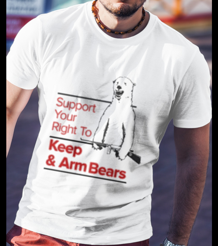 Support Your Right To Keep And Arm Bears Polar Bear Holding Rifle T-Shirt