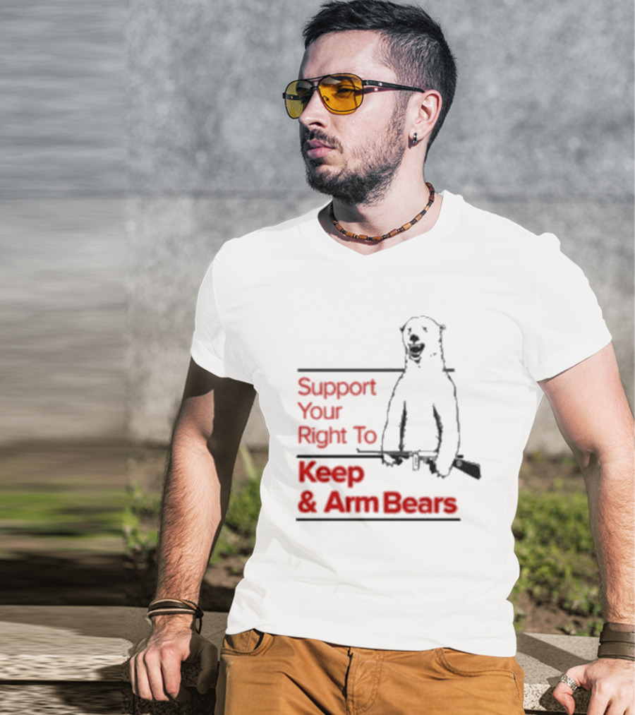 Support Your Right To Keep And Arm Bears Polar Bear Holding Rifle T-Shirt