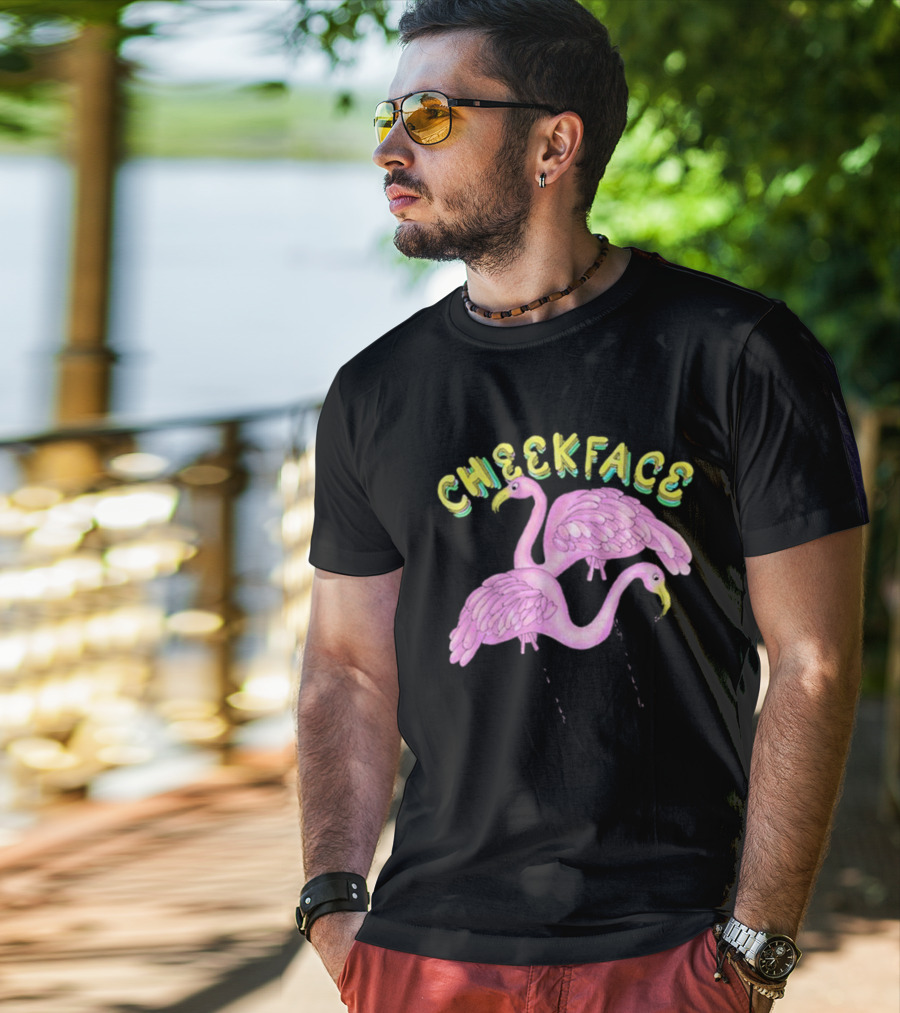 Cheekface Pink Flamingos T-Shirt