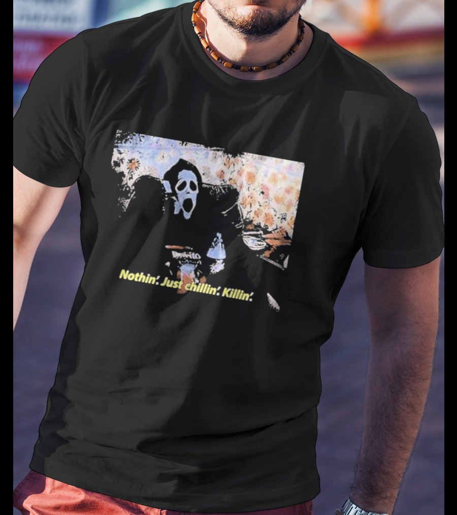 Ghostface Spooktober Nothin’ Just Chillin’ Killin’ Retro Style Vibes T-Shirt