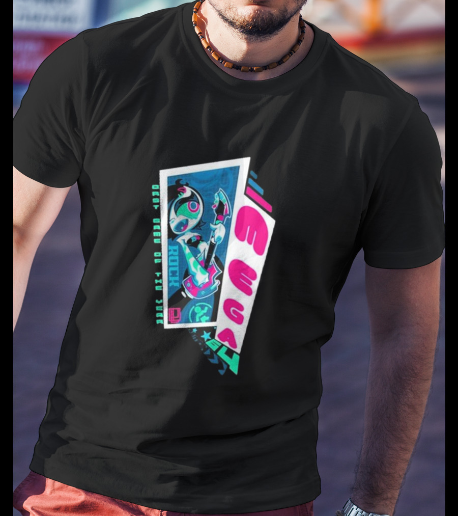 Mega64 Shred Neon Rocker Guitar Stars T-Shirt