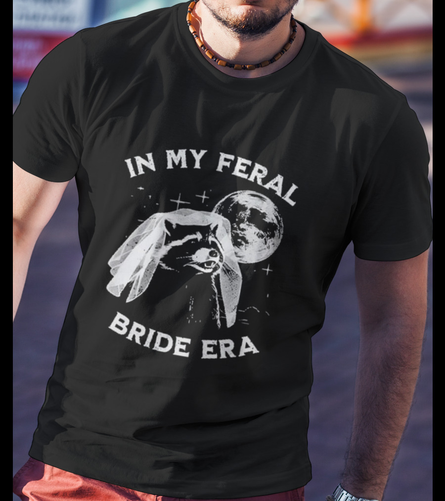 Raccoon In My Feral Bride Era With Moon And Veil T-Shirt