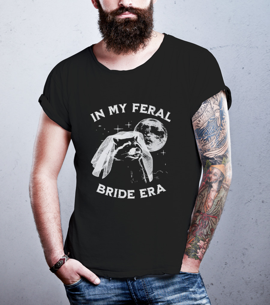 Raccoon In My Feral Bride Era With Moon And Veil T-Shirt