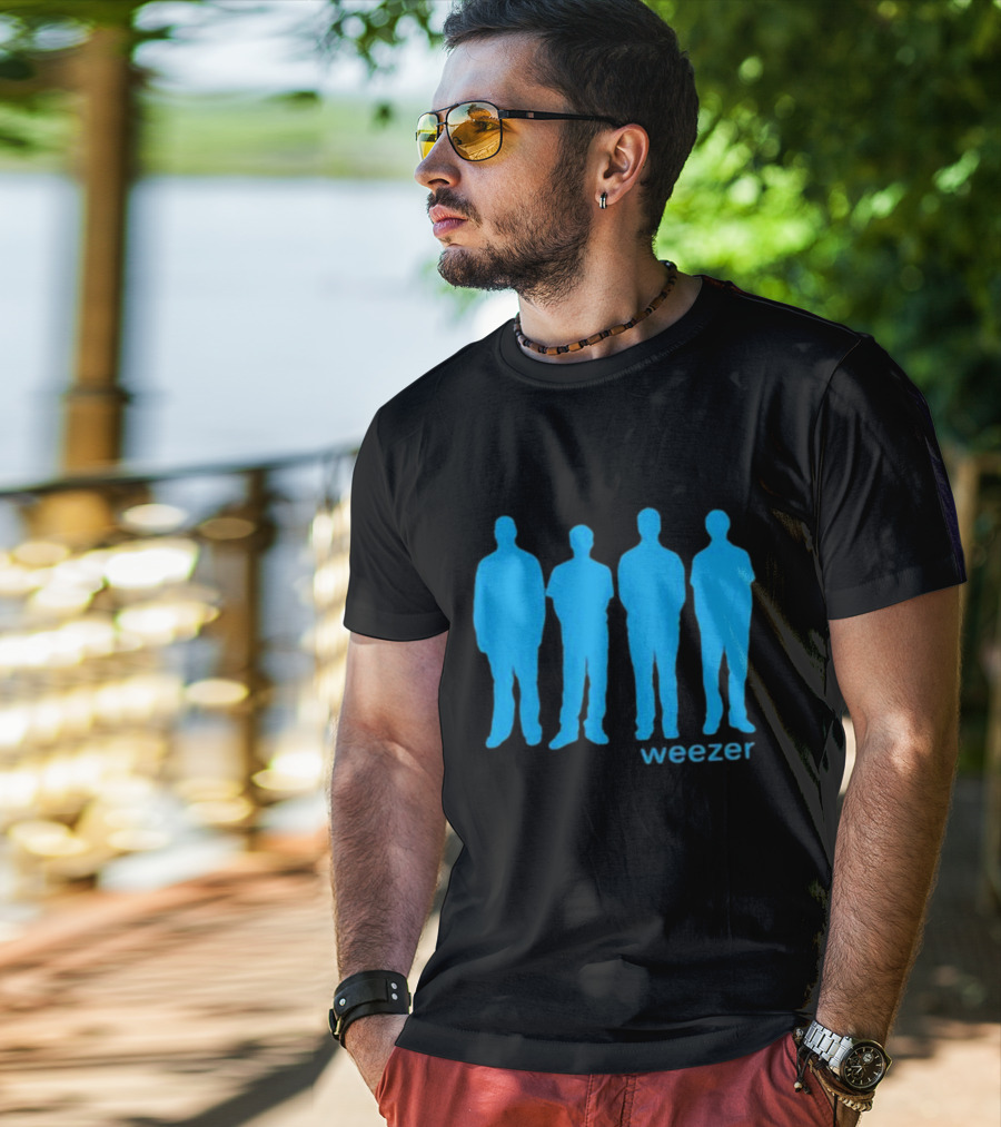 Weezer Blue Album Cover Silhouette Band Members T-Shirt