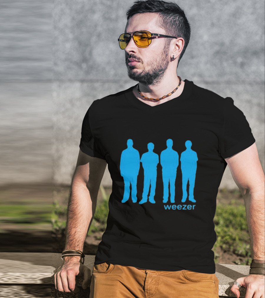 Weezer Blue Album Cover Silhouette Band Members T-Shirt