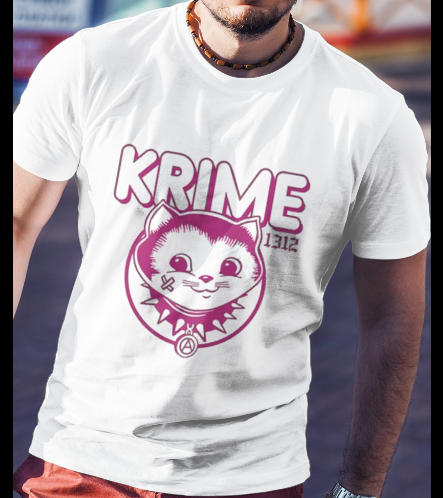 KRIME Cat 1312 Anarchist Symbol And Spiked Collar T-Shirt