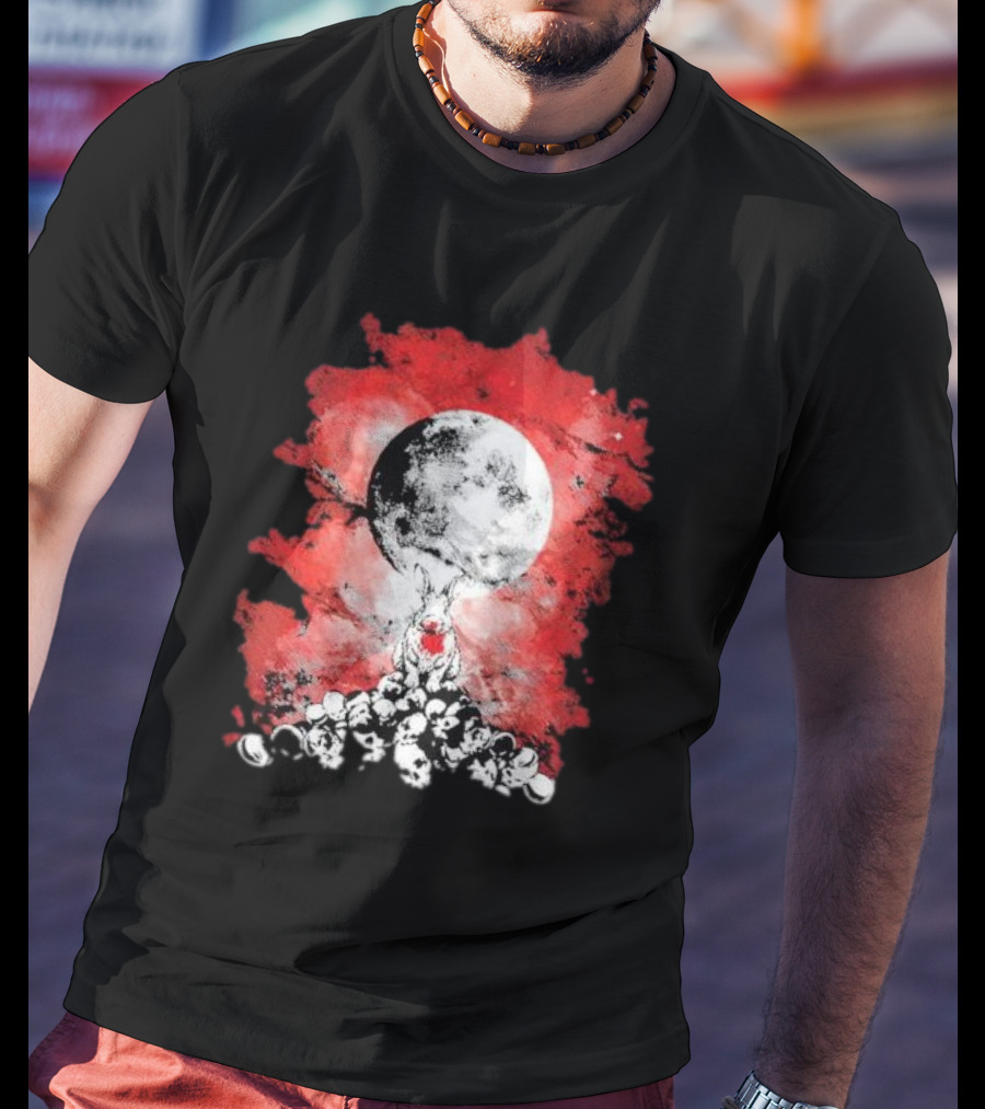 Killing Moon Rabbit Horror Blood And Skulls Horror Scene T-Shirt