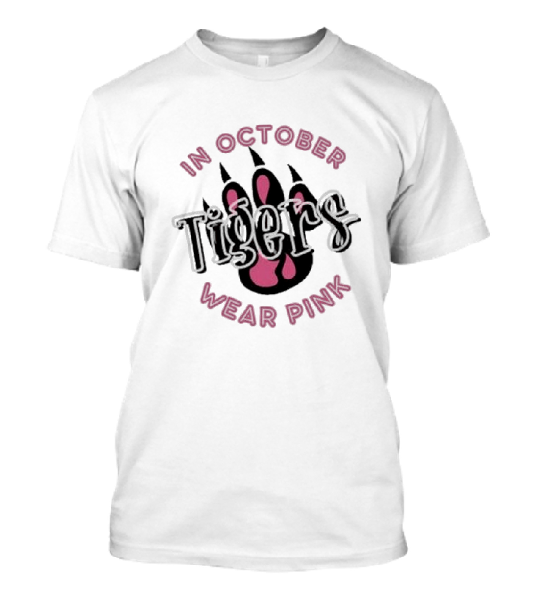 Breast Cancer Awareness Team School Spirit Tigers In October Wear Pink Detroit Tiger T-Shirt