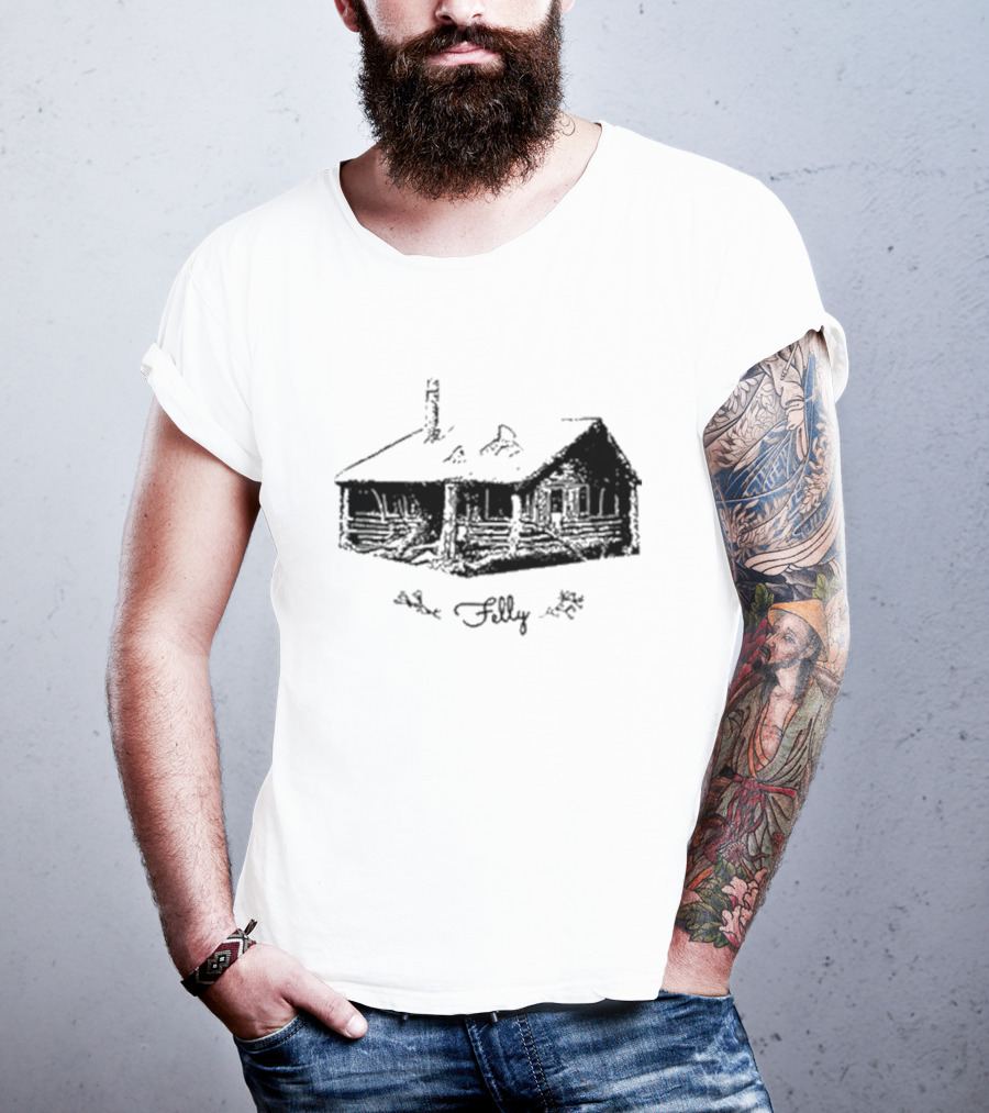 Felly Rustic Cabin Sketch T-Shirt