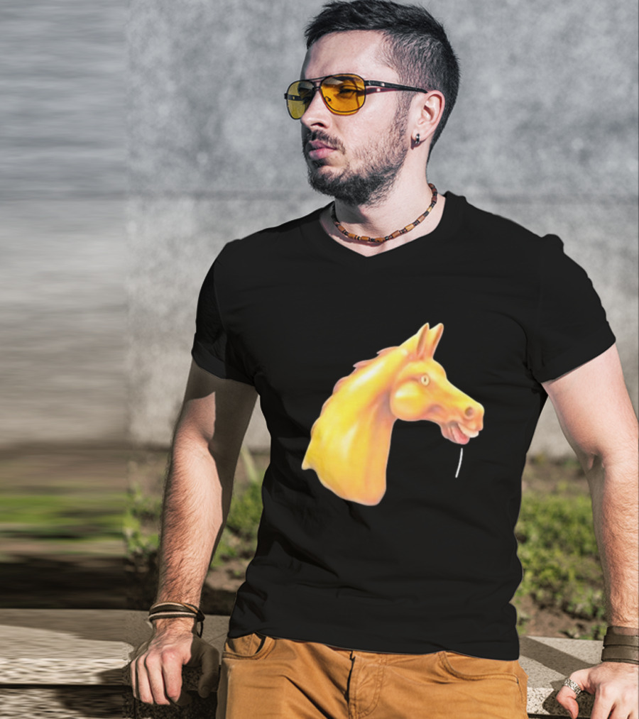 Andrew Garfield Horse What's The Rush Black Shirt Colorful Horse Head T-Shirt