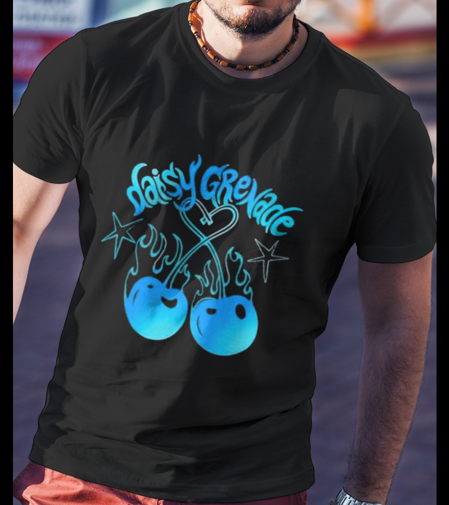 Daisy Grenade Flaming Cherries Heart Stars Hot Topic T-Shirt