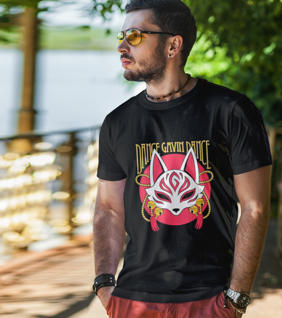 Dance Gavin Dance Kitsune Fox Mask With Bells T-Shirt