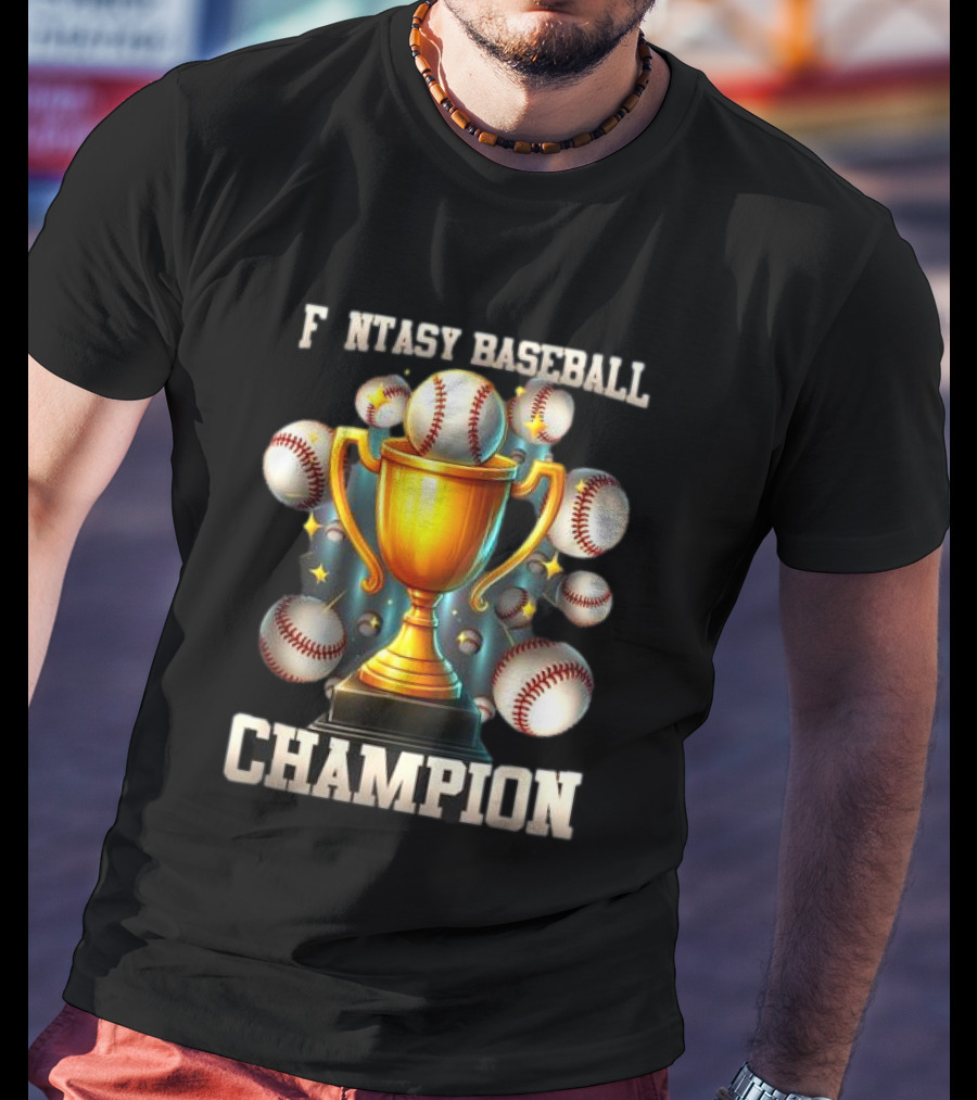 Fantasy Baseball Champion Trophy With Baseballs T-Shirt