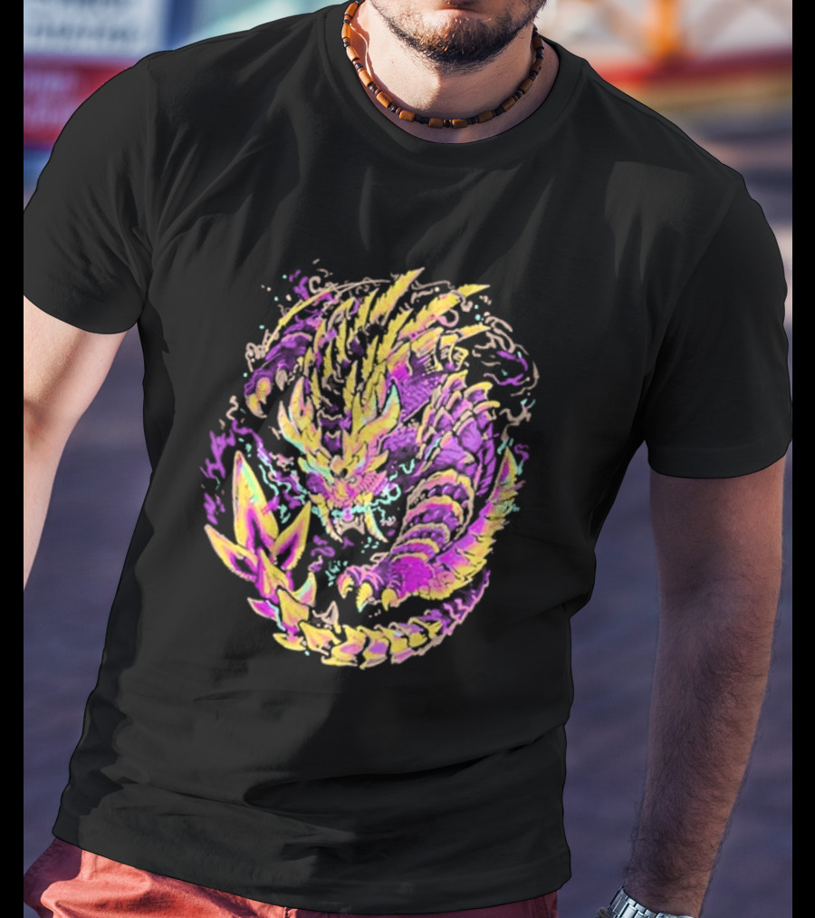Monster Hunter Magnamalo Neon Colorful Dragon Graphics T-Shirt