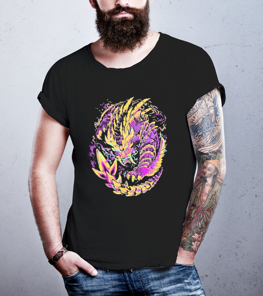 Monster Hunter Magnamalo Neon Colorful Dragon Graphics T-Shirt