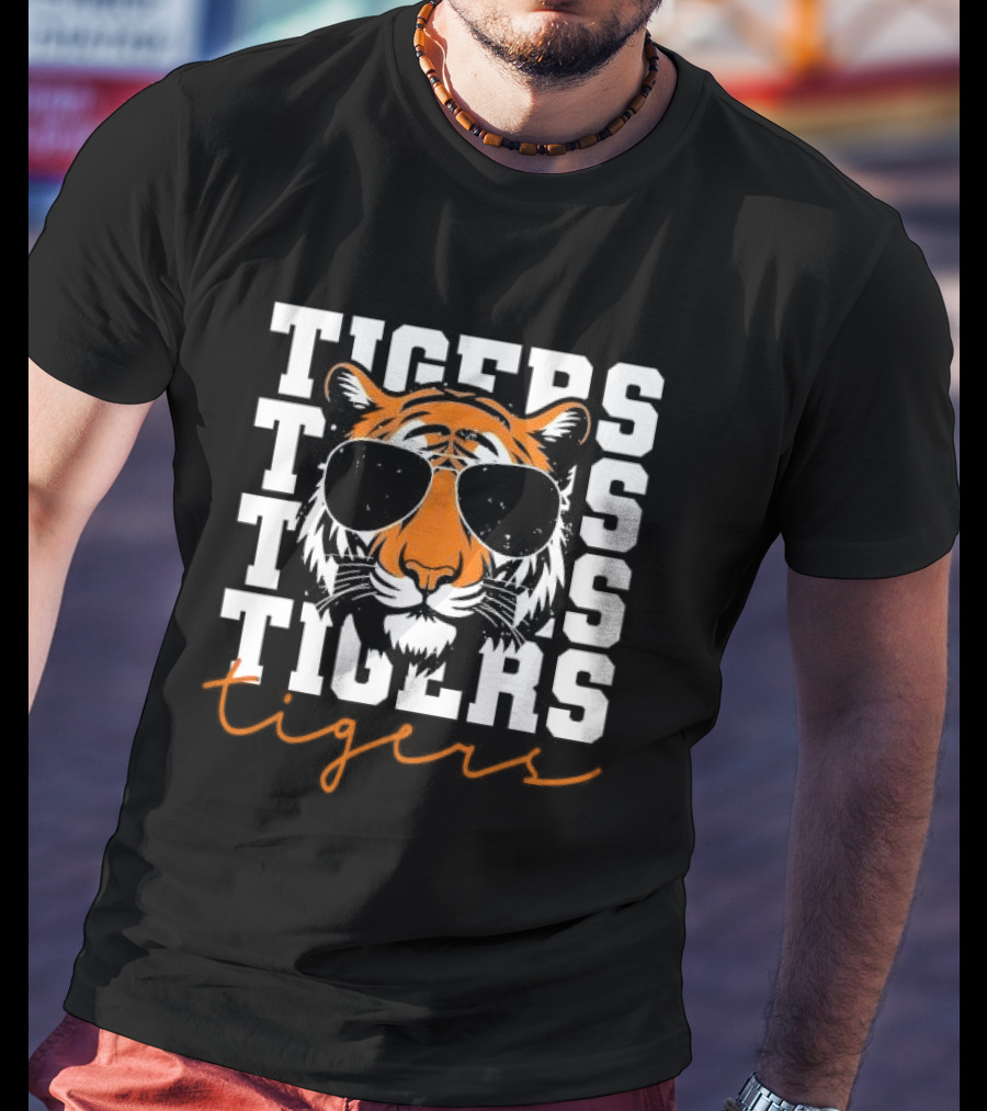Tigers Sunglasses Cool Athletic T-Shirt